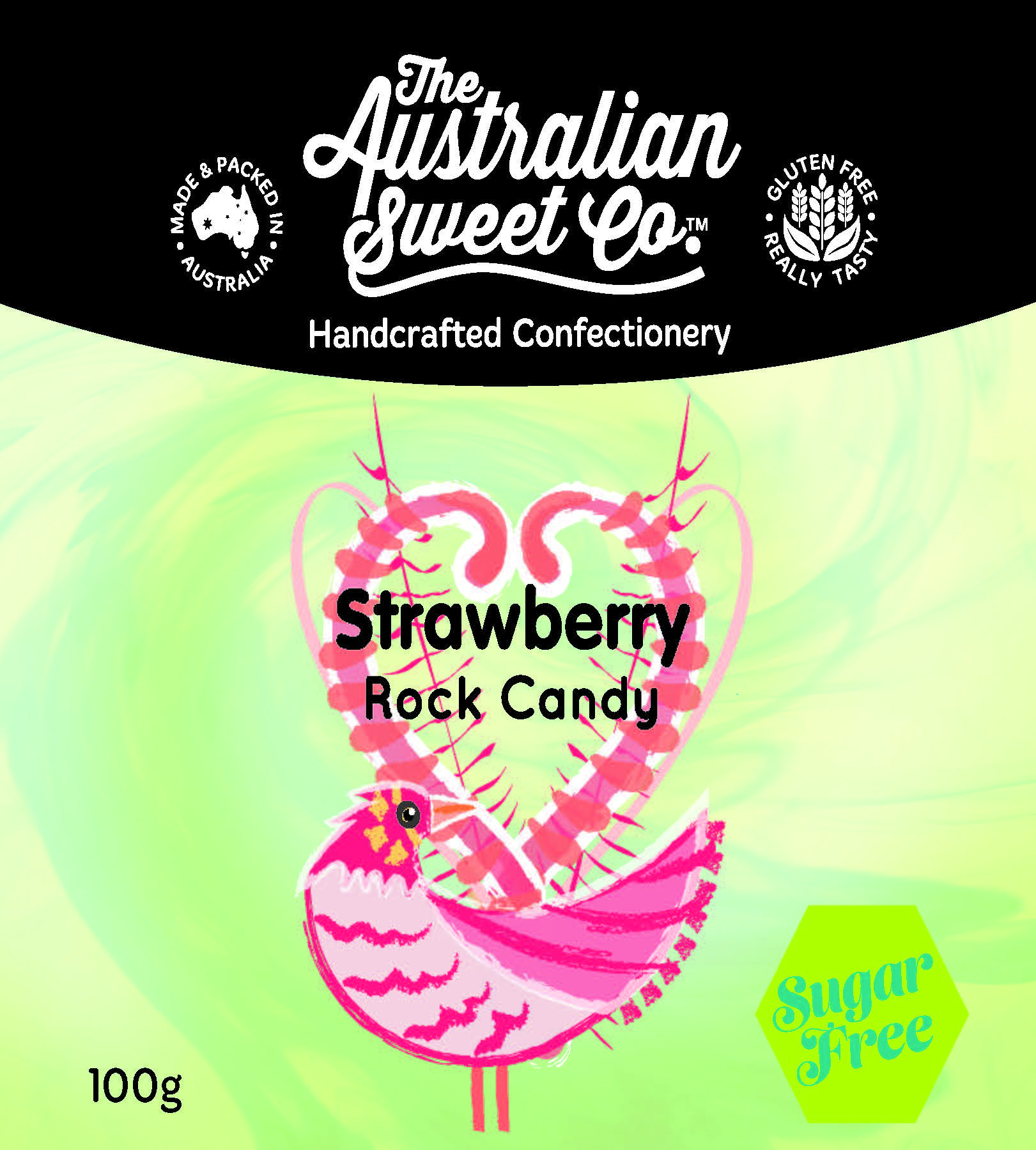 Strawberry Sugarfree rock candy