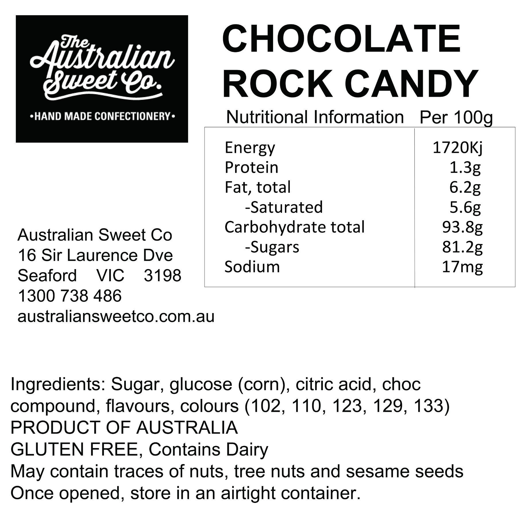 Choc Cappuccino Rock Candy