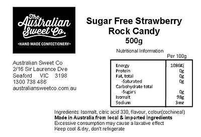 Strawberry Sugarfree rock candy