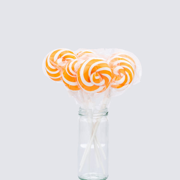 Orange/White Swirl lollipops