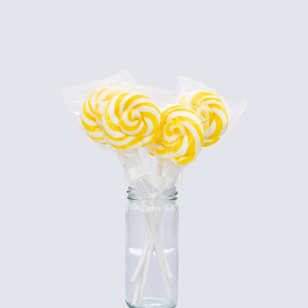 Yellow/White Swirl lollipops